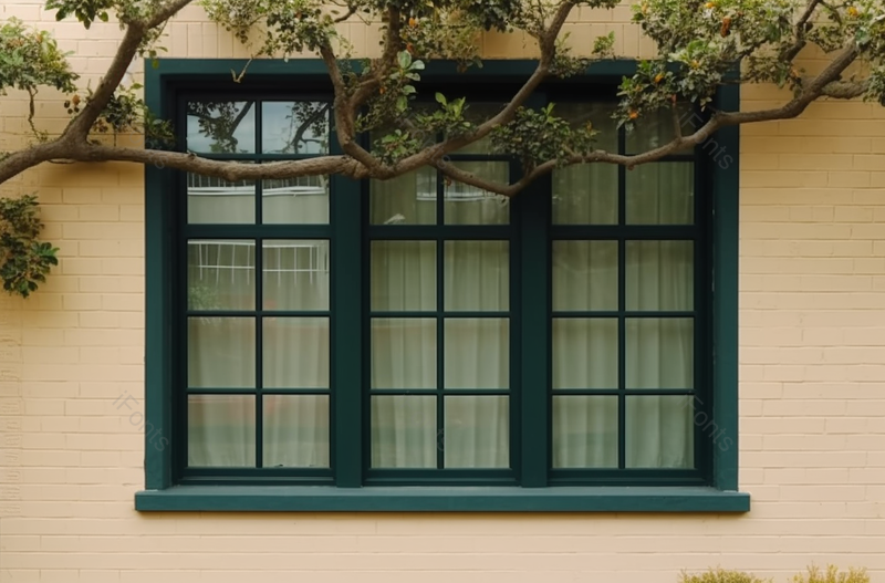 现代简约绿色窗户树枝局部特写摄影,高清,摄影图,摄影图片,图片大全,摄影图免费下载